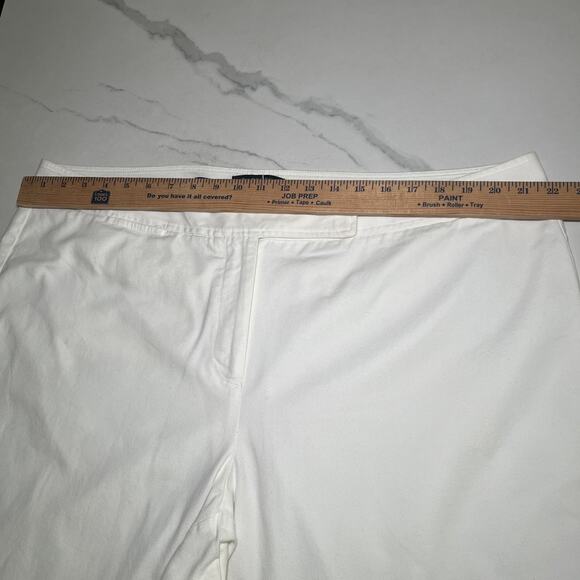 Talbots Classic Fit Straight Crop Leg Cotton White Pants 18W High Rise Stretch - Picture 4 of 9